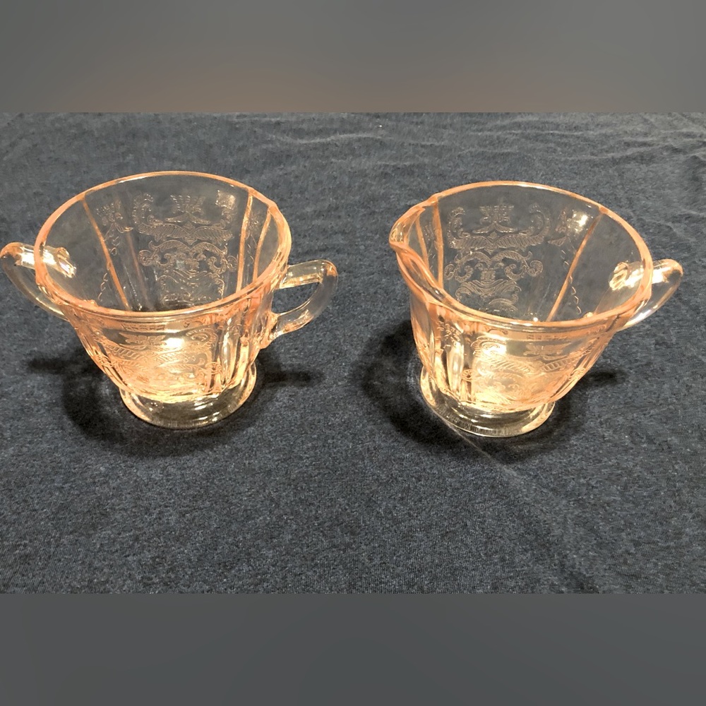 Vintage pink depression sugar and creamer set